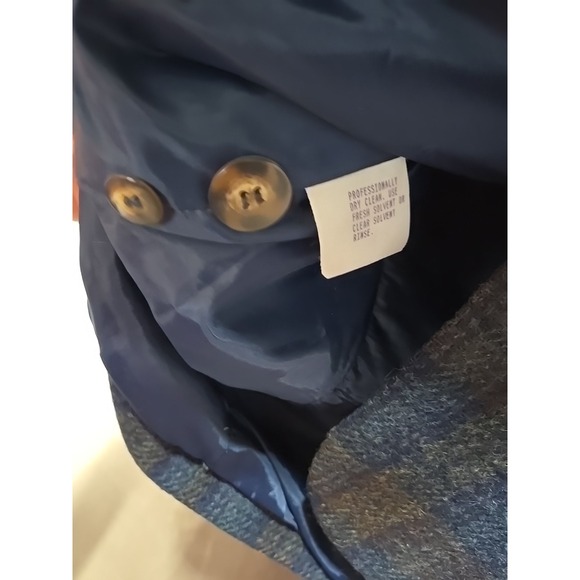 Vintage Eddie Bauer Women's Blazer Jacket Coat 100% Wool Blue Plaid Size Small - Picture 4 of 7